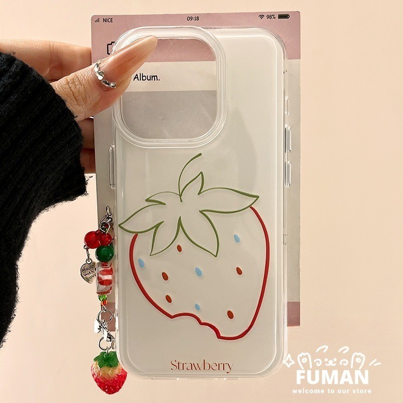 Simple Line สตรอเบอร์รี่สําหรับ iQOO 13 12 11 11S 7 Neo 10R Neo10 Neo9 Neo8 Pro Neo7 Neo6 Neo5 SE Ne