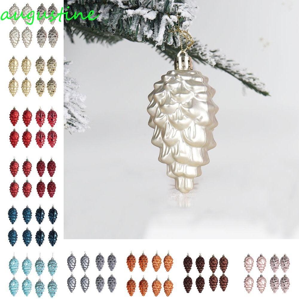AUGUSTINE 8 ชิ้นคริสต์มาส Pinecone จี้,แขวนต้นคริสต์มาสพลาสติกแขวนจี้,ต้นคริสต์มาส Bright/Matte สี 9