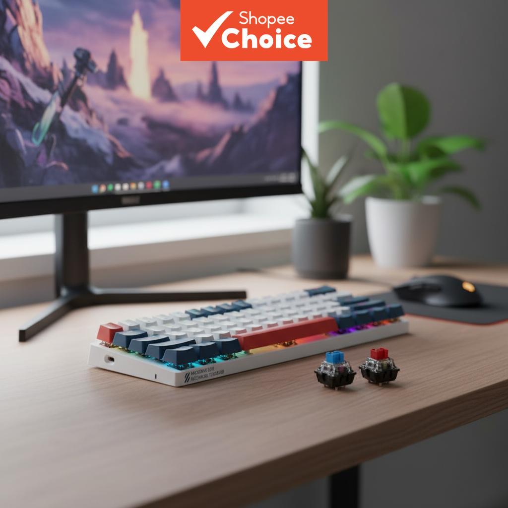 Machenike K500 B61 คีย์บอร์ดสําหรับเล่นเกมแบบกลไกขนาด 60% พร้อมปุ่มไฟ RGB แบ็คไลท์แบบถอดเปลี่ยนได้