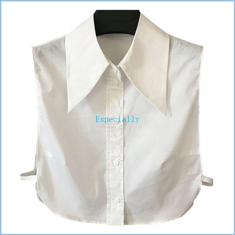 ESP ผู้หญิงผ้าฝ้ายหรูหราที่ถอดออกได้ครึ่งเสื้อยืดชี้สําหรับสามเหลี่ยมปกปลอม Colla