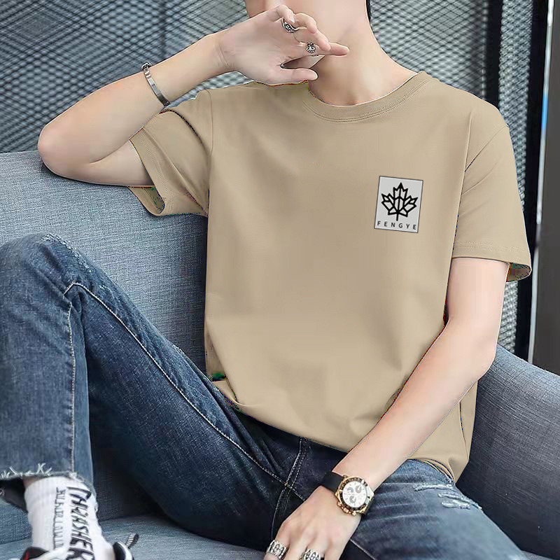 COD คุณภาพเสื้อยืดแฟชั่นสั้น-Matchบางรอบคอแขนสั้นเสื้อยืดผู้ชายอินเทรนด์ All-Match Casual Top เสื้อผ