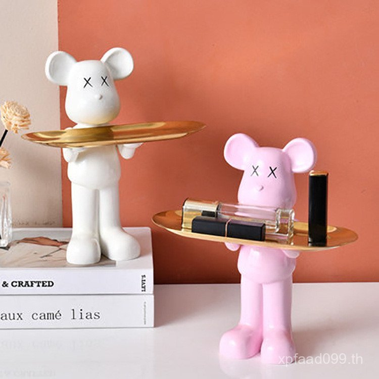 การ์ตูนการ์ตูนถาดที่เก็บกุญแจถาดเก็บตู้ทีวีตกแต่งเรซิ่นห้องนั่งเล่นหมีรุนแรงตู้ไวน์ตกแต่งทางเข้า 5VH