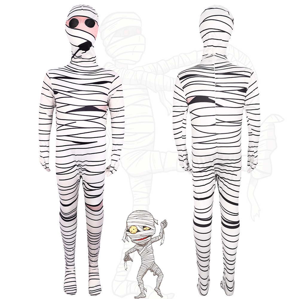 Aaa08 เครื่องแต่งกายฮาโลวีนคอสเพลย์ Mummy เกม Jumpsuit คอสเพลย์สยองขวัญแน่น 2NFE