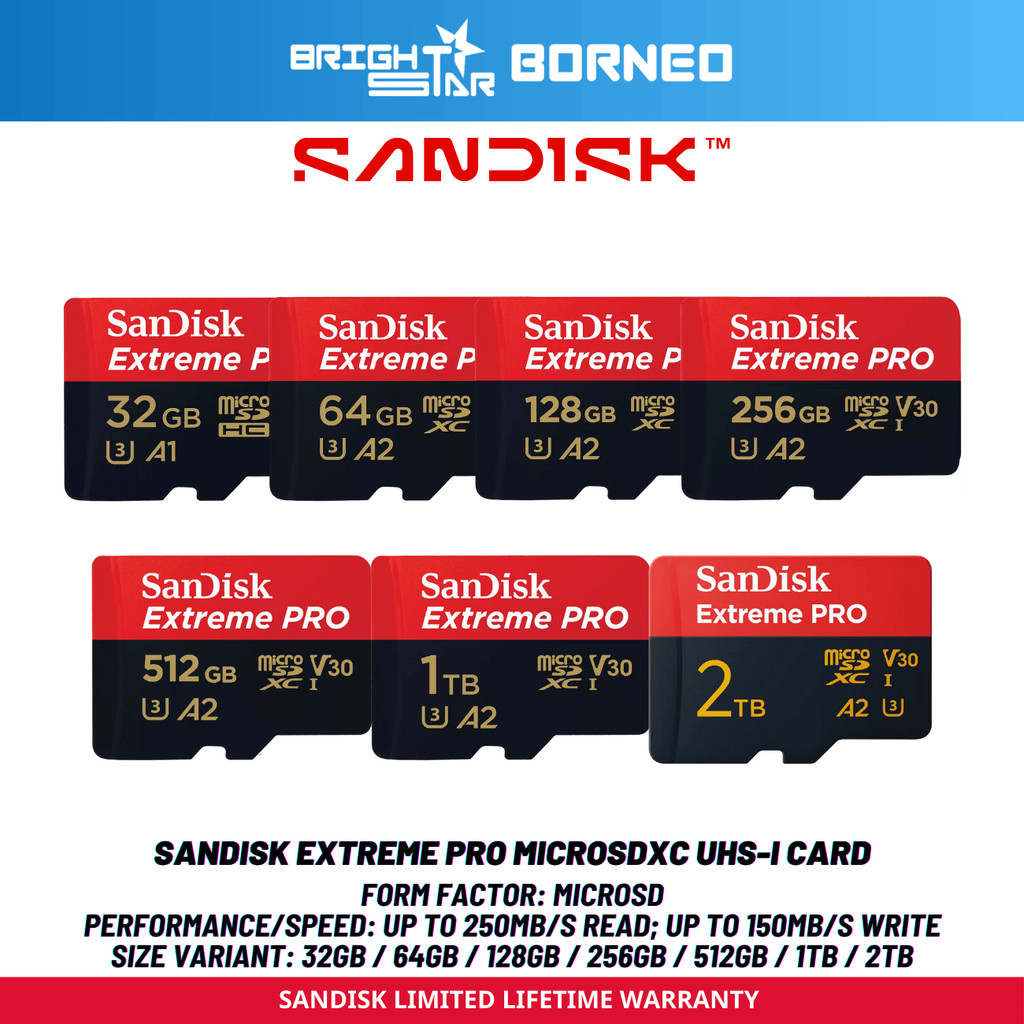 การ์ด SANDISK Extreme Pro MicroSDXC UHS-I - 512GB/1TB/2TB