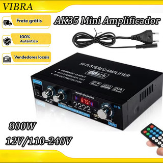 AK-35 Amplificador 800W 2CH Home Kit Subwoofer 110-240V Com FM , USB E Hi-Fi