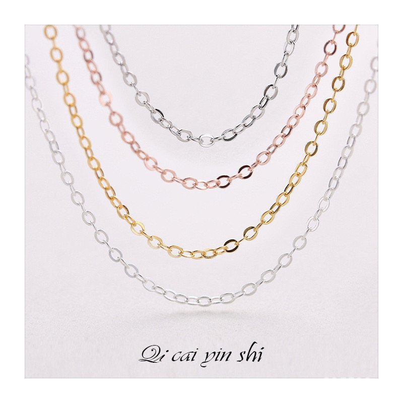 โซ่แพลตตินัมและสแตนเลสแบบเรียบง่าย เคลือบทอง สเตอร์ลิงส์925 สร้อยคอ womens PFC6