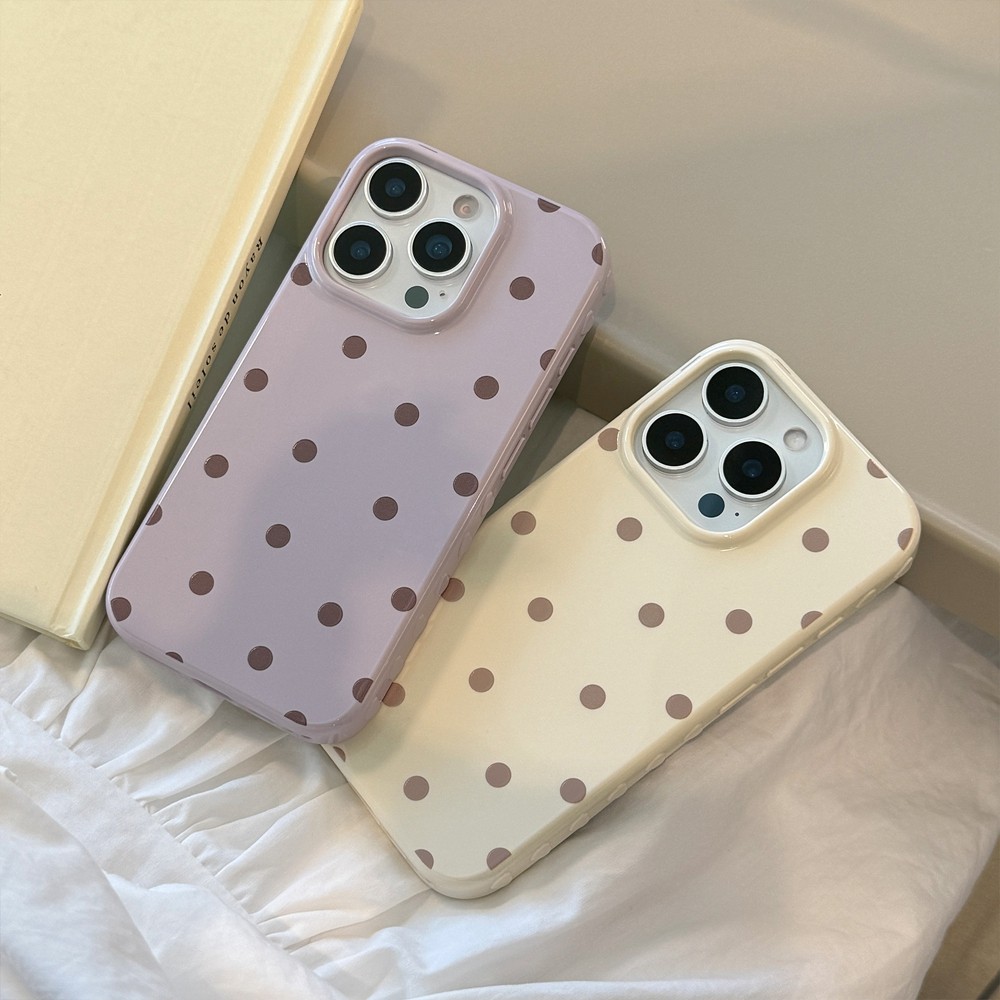 สีทึบลายจุดเหมาะสําหรับเคสโทรศัพท์ iPhone 17Promax Apple 16/15/14/13/12 เคสนิ่มมันวาว