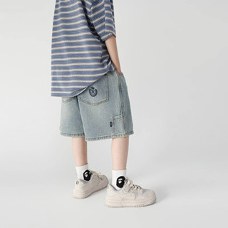 เสื้อผ้าเด็กชายฤดูร้อน กางเกงยีนส์ขาสั้นทรงหลวม สำหรับเด็กหล…