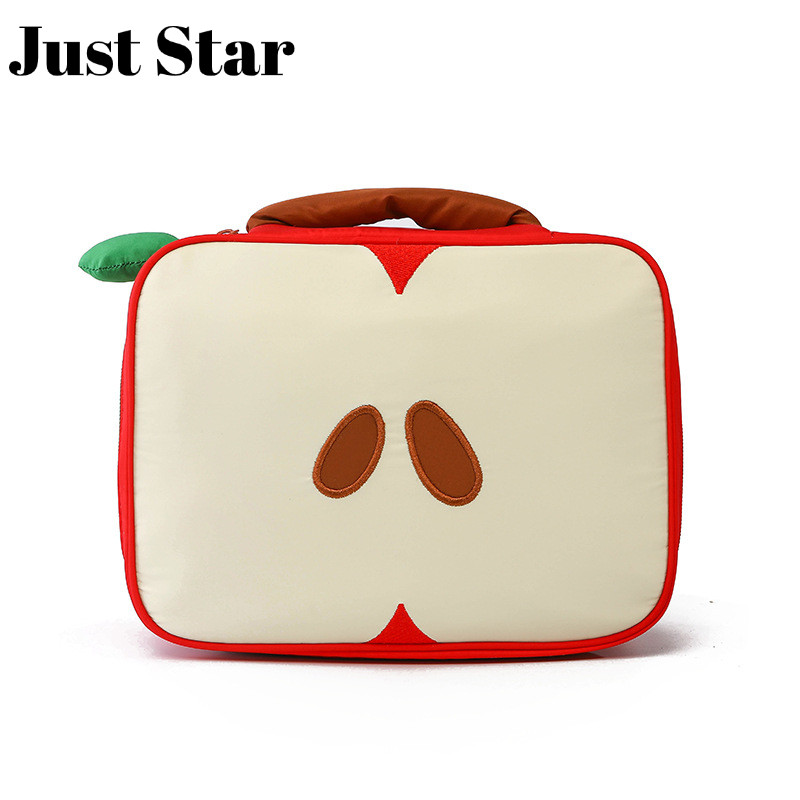 JUSTSTAR Creative Apple Shape กระเป๋าเครื่องสําอางแบบพกพาความจุขนาดใหญ่เครื่องสําอาง Buggy กระเป๋า