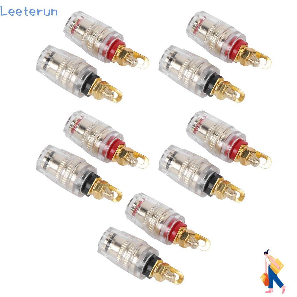 LEETERUN 10 ชิ้นลําโพง Terminal Binding Post, M4*33 มม.ทองแดง-ทอง Plated Terminal Binding Post, ขั้ว