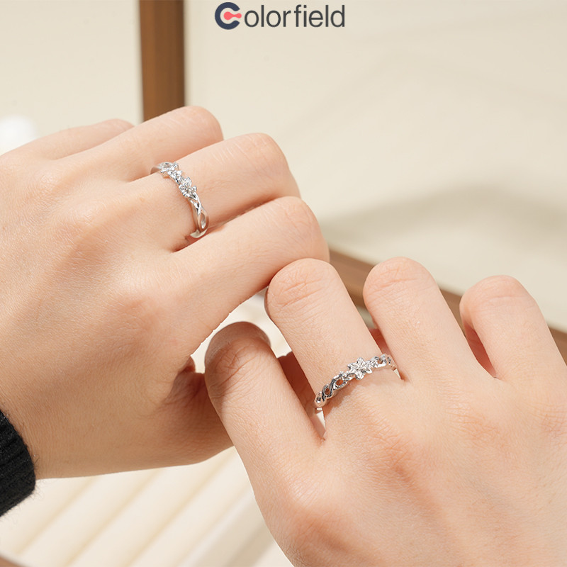 Colorfield แหวนคู่ลายดอกลิลลี่และดอกมะลิสุดหรู ชุดแหวนเข้าคู่กัน ของขวัญวันเกิดสำหรับเพื่อนรัก-COD💖