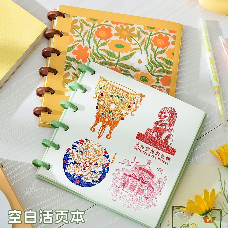 มูลค่าสูงหลวมใบเปล่าท่องเที่ยวแสตมป์หนังสือเห็ดหัวเข็มขัดที่ถอดออกได้ขนาดเล็กสดหนังนุ่มโน๊ตบุ๊คเดินทาง ข0512