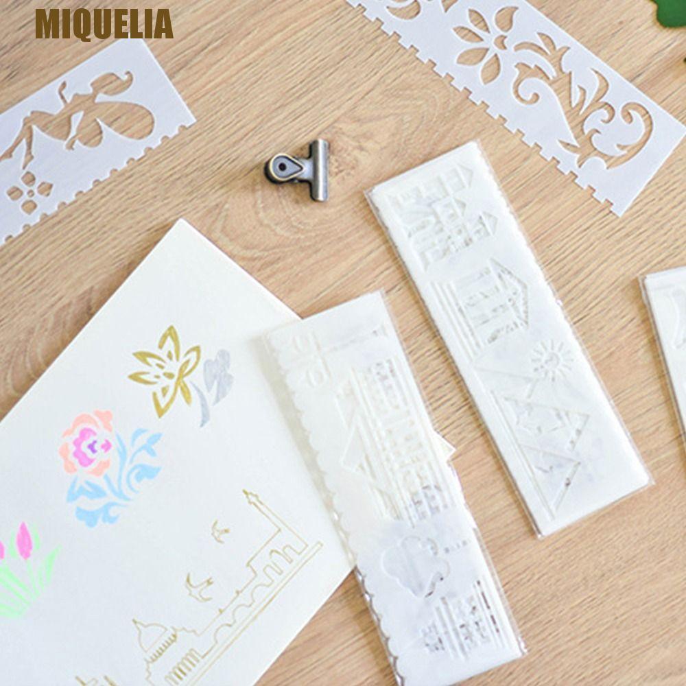 MIQUELIA วาดแม่แบบ Hollowed นักเรียนภาพวาดเครื่องมือคัดลอกลายฉลุ Scrapbooking อัลบั้มภาพ Letter Sten