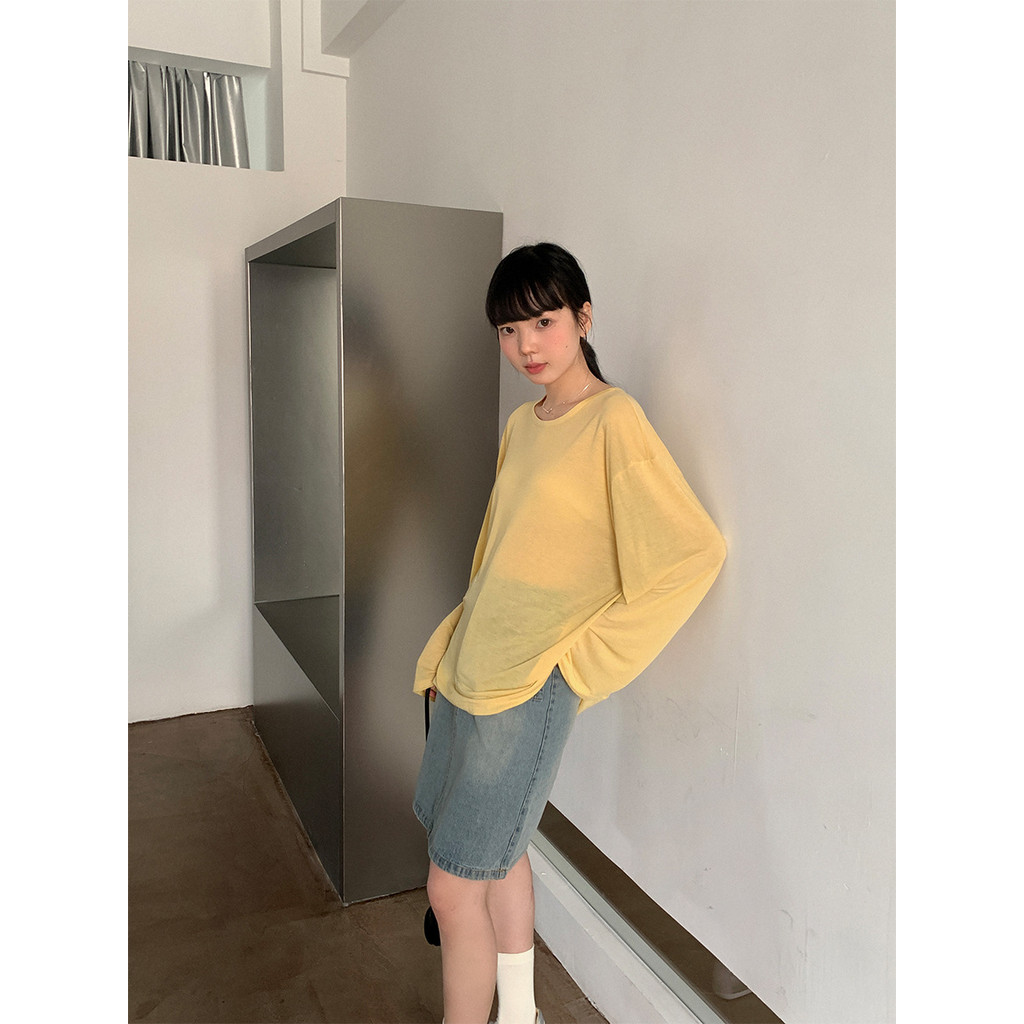 2เสื้อยืดแขนยาวบางเบาสำหรับผู้หญิง 6UP Summer 2024 รุ่นใหม่จากกวางโจว 23th Street สไตล์ลำลอง รุ่น 89