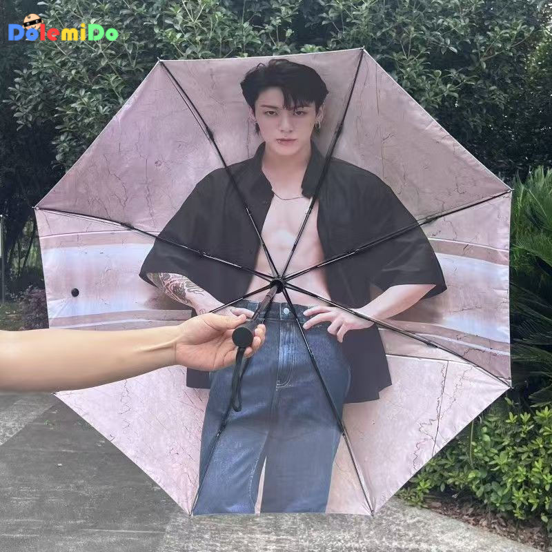 [คลังสินค้าพร้อม] Tian Jungkook Abs ร่มอัตโนมัติ Creative Border Tin ร่มกันแดดนักเรียนฝนหรือRa