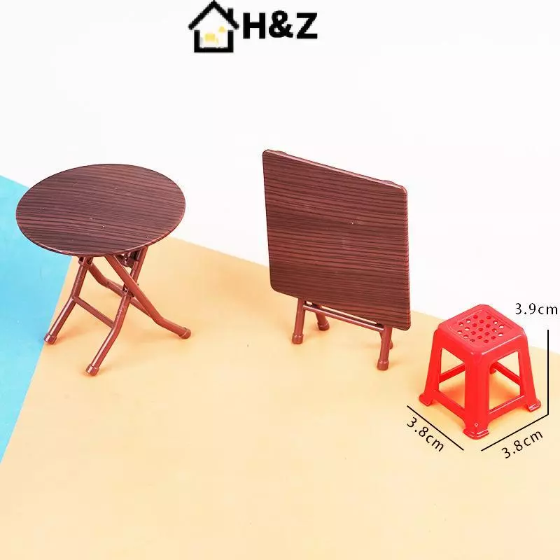 ชุดโต๊ะพับและสตูล 1:12 สำหรับบ้านตุ๊กตา thumbnail 3
