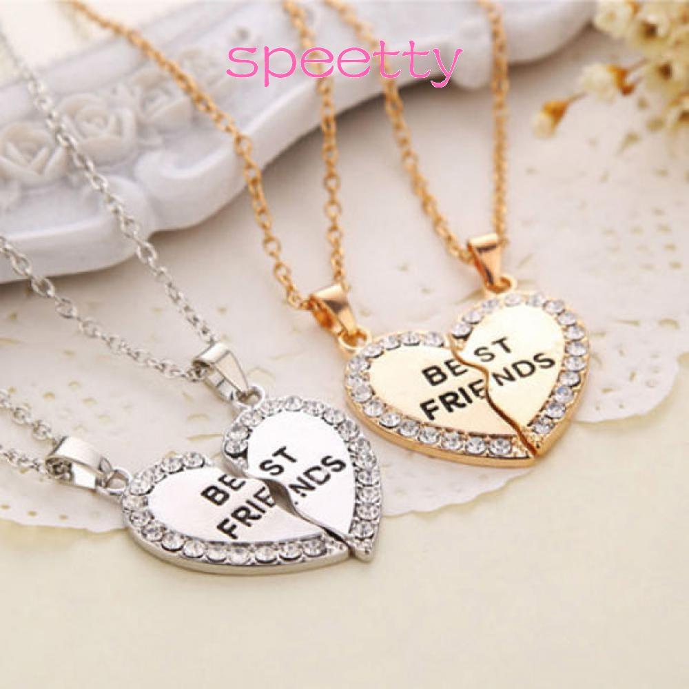 SPETTY 2PCS Bff สร้อยคอ Best Friend Rhinestone มิตรภาพ