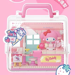 กระเป๋าเดินทาง Series Building Blocks Kuromi Creative ประกอบของเล่นเด็กผู้หญิงของขวัญเครื่องประดับ