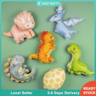GeeParty ลูกโป่งฟอยล์ไดโนเสาร์ลายสีน้ำสุดน่ารัก 6/12 ชิ้น รูปไข่ไดโนเสาร์ สำหรับตกแต่งงานวันเกิดเด็ก