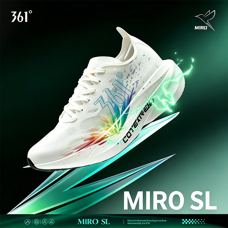 361 องศา Miro SL รองเท้าวิ่งไร้จานผู้ชายการฝึกอบรมการแข่งขัน - ระบายอากาศได้ทนทาน