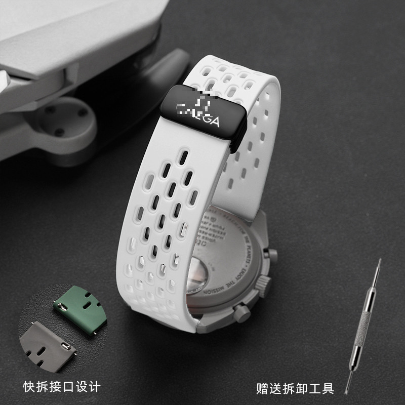 20 มม.22 มม.ซิลิโคนสําหรับ S-watch Omiga สายรัดหัวเข็มขัดแม่เหล็ก Snoopy OMEGA สร้อยข้อมือซิลิโคนอุปกรณ์เสริมสําหรับผู้ชายผู้หญิงวงกันน้ํานุ่ม Quick Release เปลี่ยนสร้อยข้อมือ