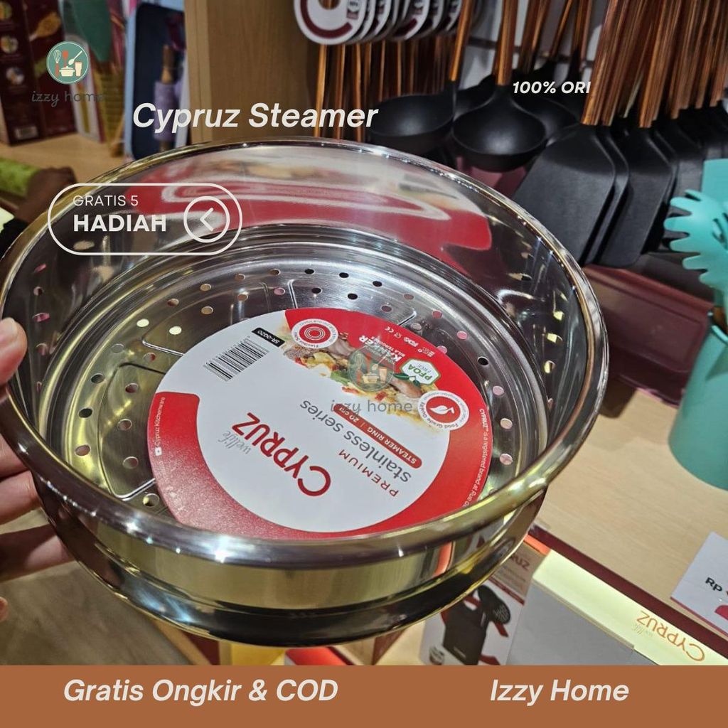 [ฟรีของขวัญ 5 ชิ้น] ไซปรัซ หม้อนึ่งแหวนกลมสแตนเลส - หม้อนึ่งสแตนเลส 304