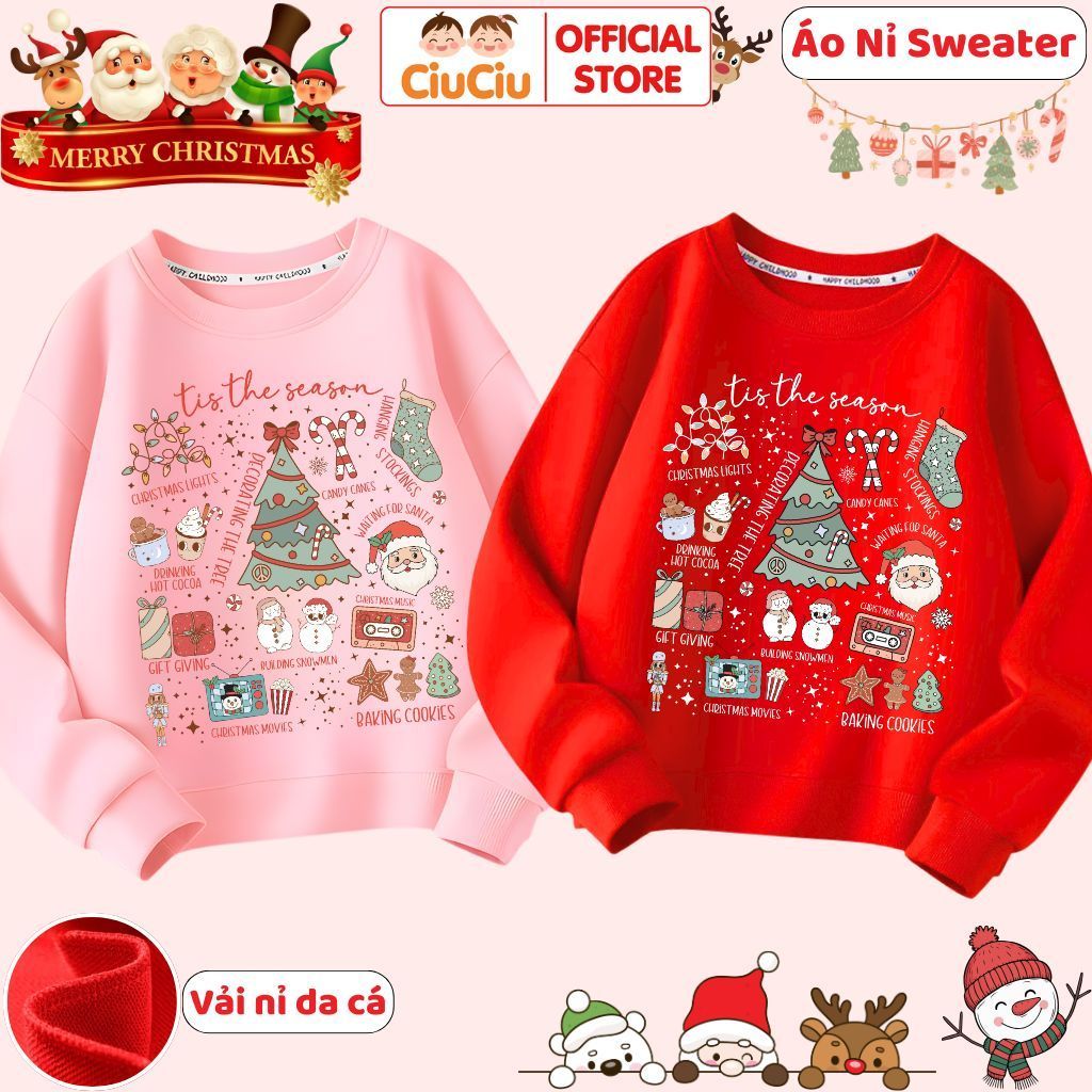 Merry Christmas Sweatshirts for Boys and Girls Christmas CIUCIU Thermal Fishskin Fleece Fabric