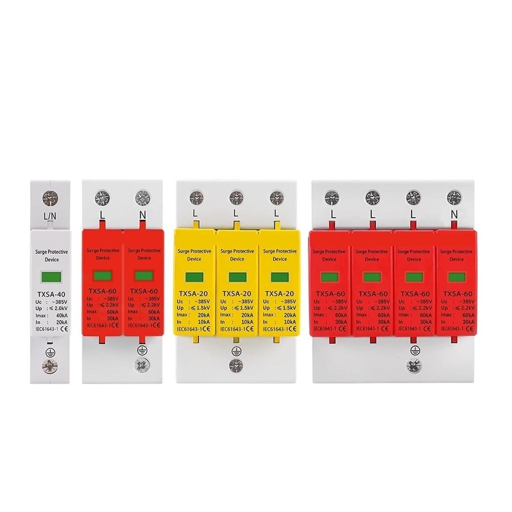 1pcs AC SPD 1P 2P 3P 4P 20KA 40KA 60KA 385V House Lightning Surge Protector ป้องกันแรงดันไฟฟ้าต่ํา A