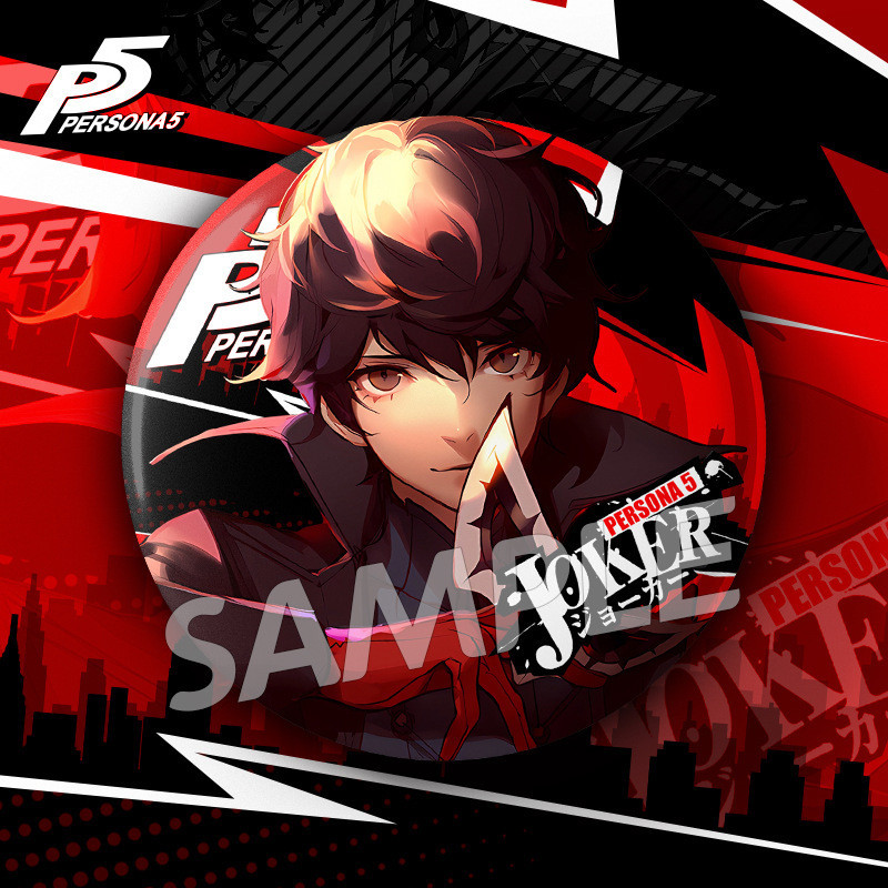 Persona P5‌‌แอปริคอทโรลสูง‌Ammiya Lotus‌มอร์แกนา‌Double Flash 75mm Big Badge Bar xingfu88.th20251206
