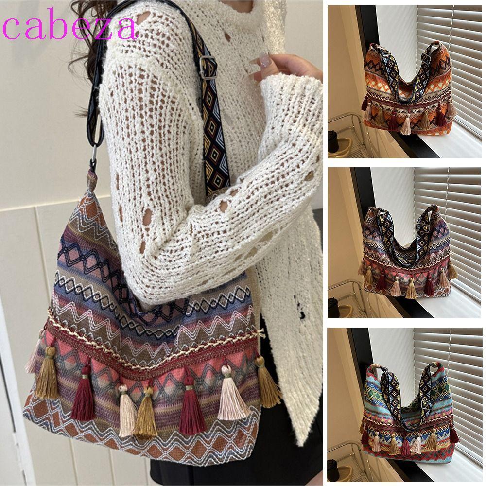 กระเป๋าแฟชั่น CABEZA Fringe สไตล์โบฮีเมียน สะพายข้างและถือได้ เหมาะสำหรับวันสบายๆ