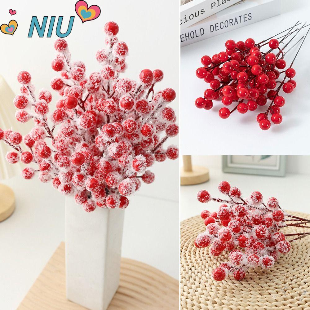 NIUYOUJS 10PCS สาขา Berries สีแดงสีแดง Frost Christmas Berry สาขา, Party Supplies ตกแต่งบ้าน DIY อุป