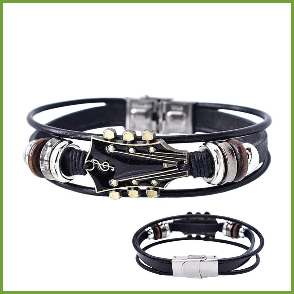 สร้อยข้อมือกีต้าร์ Rock สไตล์กีตาร์รูปร่างสายรัดข้อมือธีมเพลงเครื่องประดับแฟชั่น Hand-ทอ Multilayer สายรัดข้อมือ huizoth - รูปที่ 2