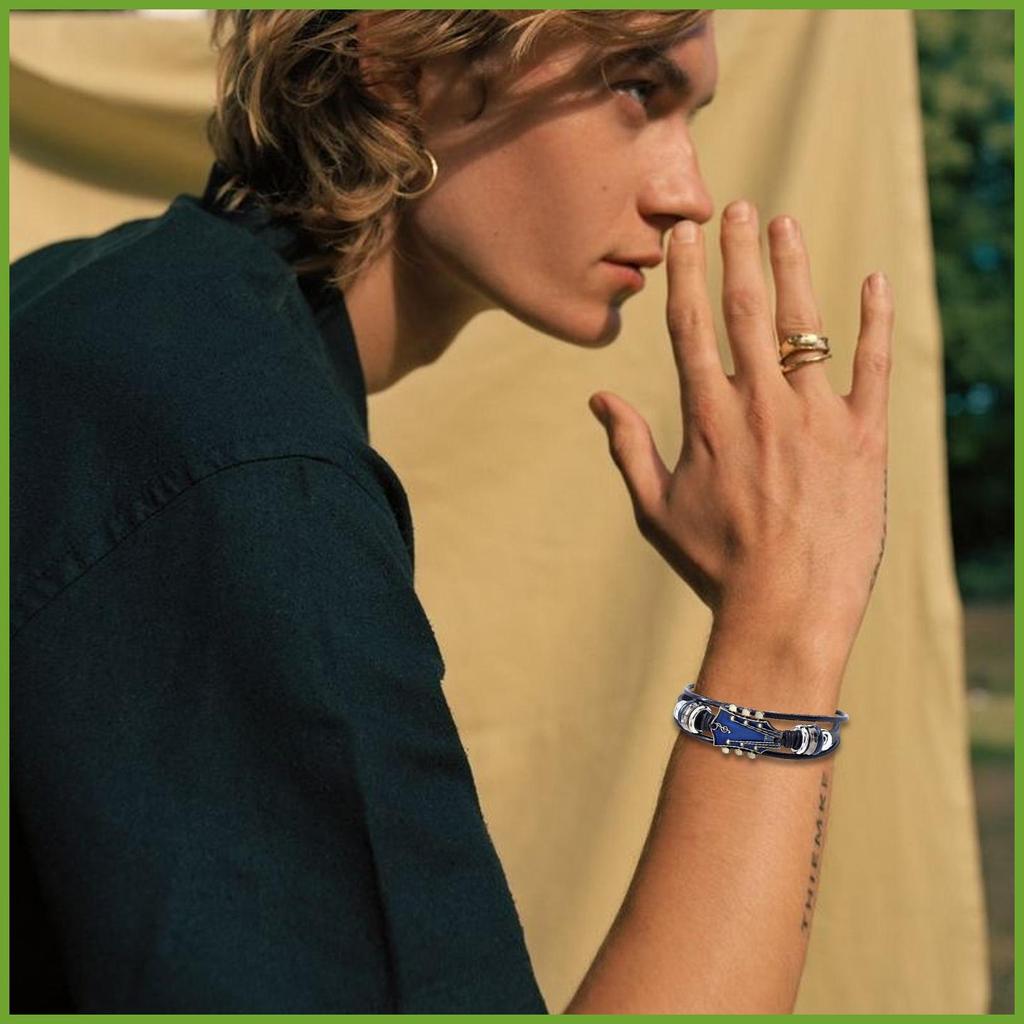 สร้อยข้อมือกีต้าร์ Rock สไตล์กีตาร์รูปร่างสายรัดข้อมือธีมเพลงเครื่องประดับแฟชั่น Hand-ทอ Multilayer สายรัดข้อมือ huizoth - รูปที่ 4