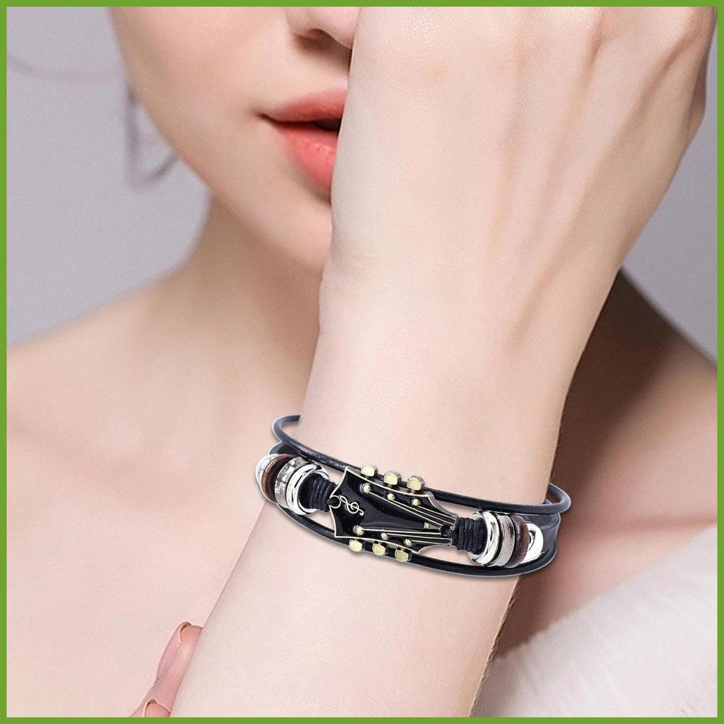 สร้อยข้อมือกีต้าร์ Rock สไตล์กีตาร์รูปร่างสายรัดข้อมือธีมเพลงเครื่องประดับแฟชั่น Hand-ทอ Multilayer สายรัดข้อมือ huizoth - รูปที่ 6