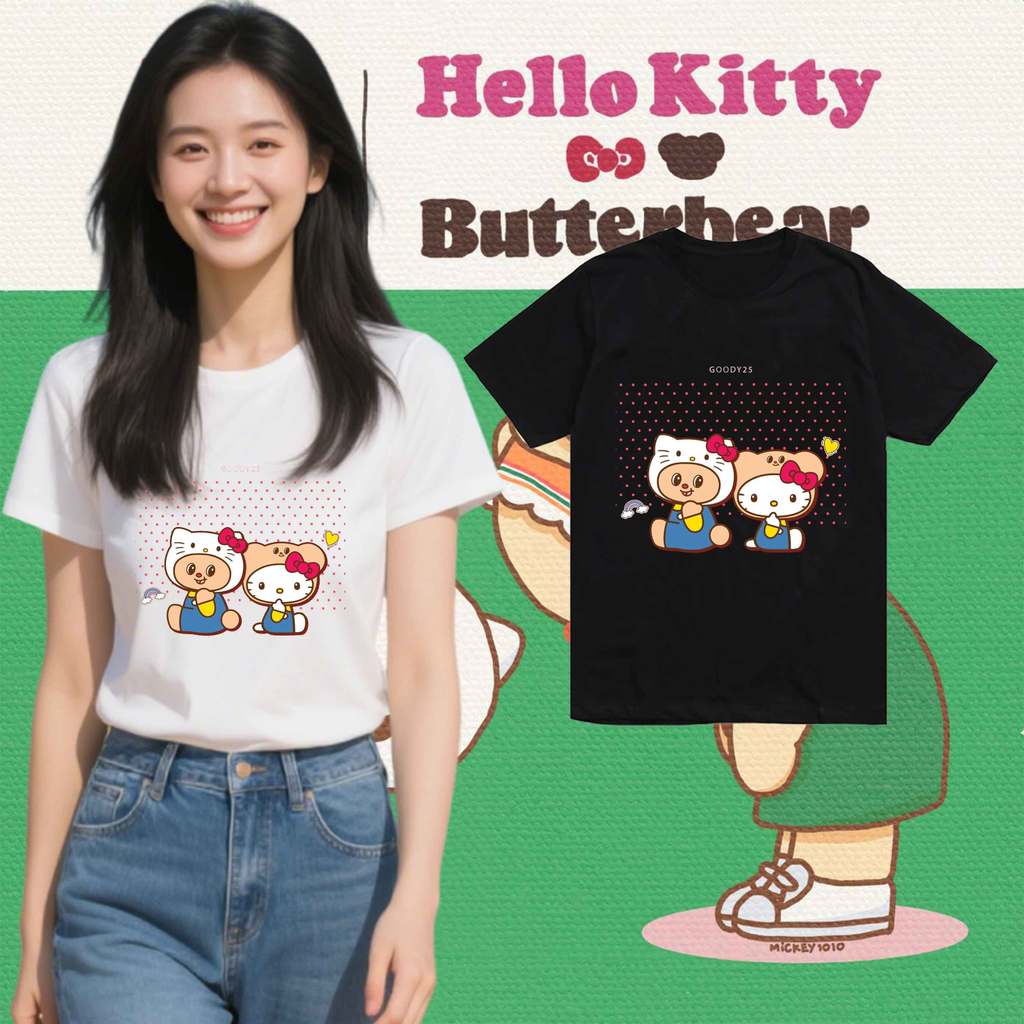 Hello Kitty & ButterBear x 7-Eleven T-Shirt | Limited Cute Print | เสื้อยืดลิมิเต็ด