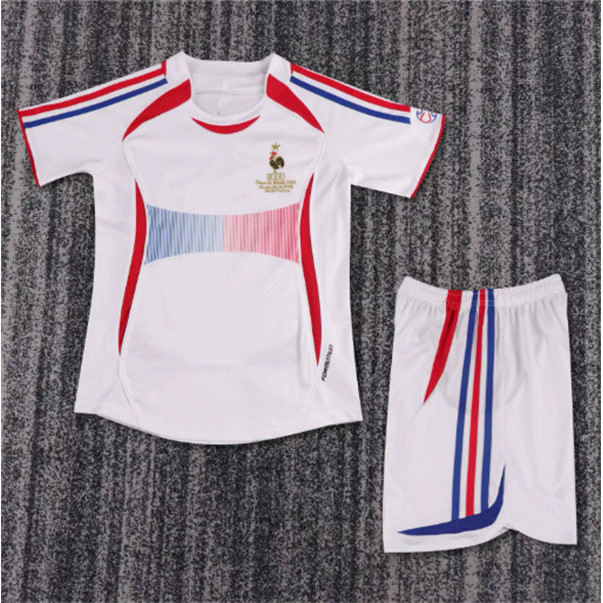 ชุดเด็ก 2006 France Retro Jersey away เสื้อกีฬาชุดเด็ก 16-28