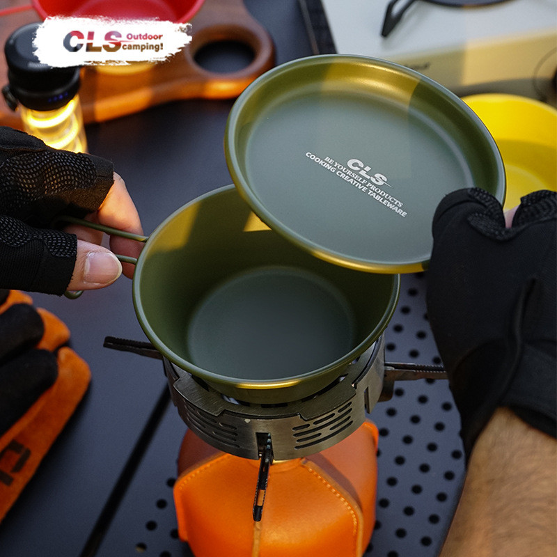 CLS ชามหิมะกลางแจ้ง 304 ชามสแตนเลสแคมป์ปิ้งปีนเขาตั้งแคมป์เดี่ยวปิคนิคบนโต๊ะอาหารแบบพกพาชามถ้วยหิมะ