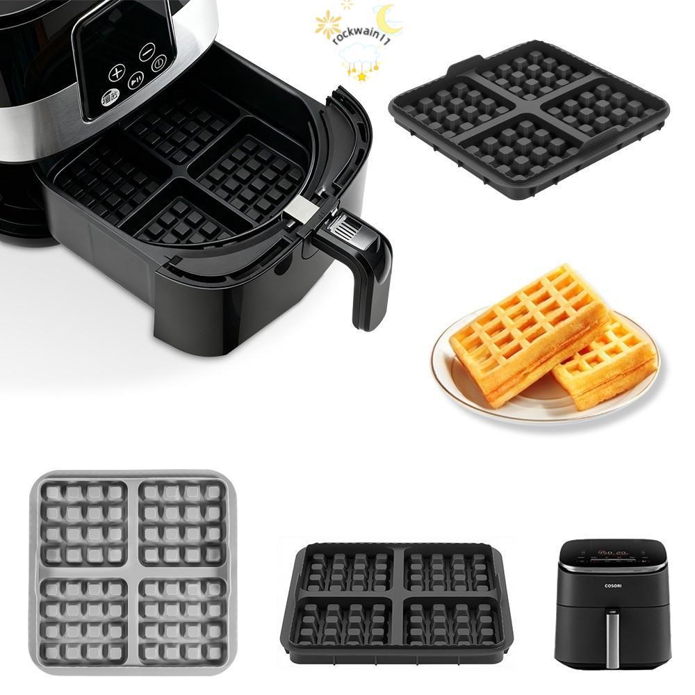 ROCKWAIN11 1 ชิ้นวาฟเฟิลเบเกอรี่แม่พิมพ์,สแควร์ซิลิโคน Air Fryer เครื่องทําวาฟเฟิล,นํากลับมาใช้ใหม่ 