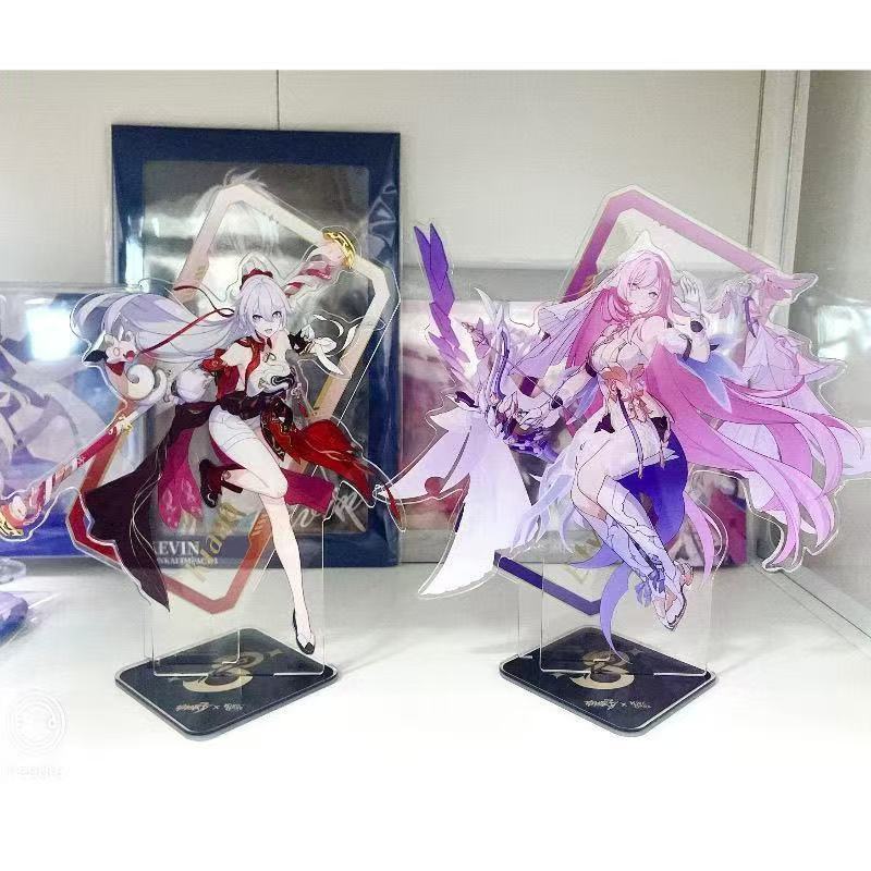 2 ชิ้น/เซ็ตเกม Herrscher Of Human: Ego โต๊ะแผ่นรุ่น Kiana Kaslana Elysia อะคริลิครุ่นของเล่นตัวเลขการกระทํา