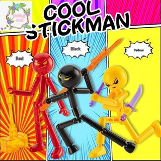 PUCOOL 1 ชุดแปลกรูปการกระทํา Stickman ประกอบหุ่นยนต์เคลื่อนย…