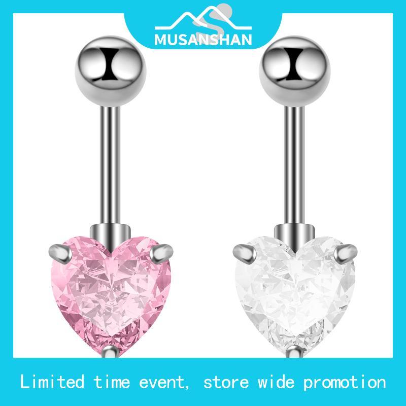 NooYoo จิวสะดือสำหรับผิวแพ้ง่าย Heart CZ 6mm (ขาว/ชมพู/แดง)