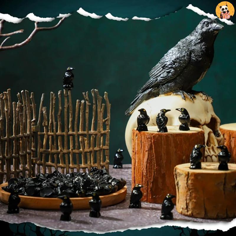 [CO] 10 ชิ้น ck เรซิ่น Crow Miniatures, Mini Figurines รูปปั้น, Fairy Garden Micro Landscape Home Go