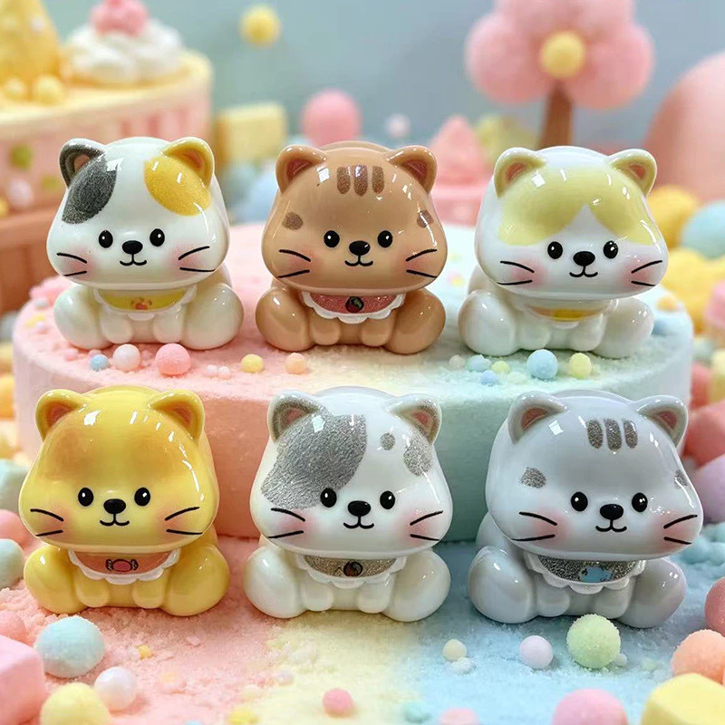 10ชิ้นน่ารักนั่งแมวสีที่แตกต่างกัน3ง เรซิ่นเสน่ห์สําหรับ งIY(9-348)
