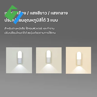 โคมไฟเซ็นเซอร์ ไฟติดห้องนอน โคมไฟหัวนอน การชาร์จผ่าน USB อุณหภูมิสี 3 แบบ ดีไซน์แม่เหล็ก ไฟเซ็นเซอร์อัจฉริยะ