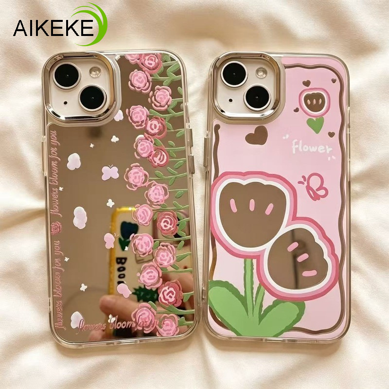 หรูหราดอกทิวลิปดอกไม้กระจกเคสโทรศัพท์สําหรับVivo X300 X300S X200 Pro Mini FE X200S X200T X100 Ultra X100S X90 X90S X80 Pro Lite 4G 5Gสีชมพู Clear Soft Cover