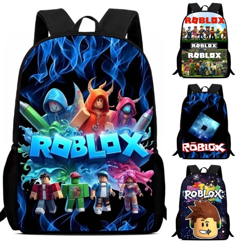 กระเป๋านักเรียนเด็ก Roblox 3D การ์ตูน กระเป๋าเป้สะพายหลังเด็กชาย น้ำหนักเบาทนทานกันน้ำ Backpack