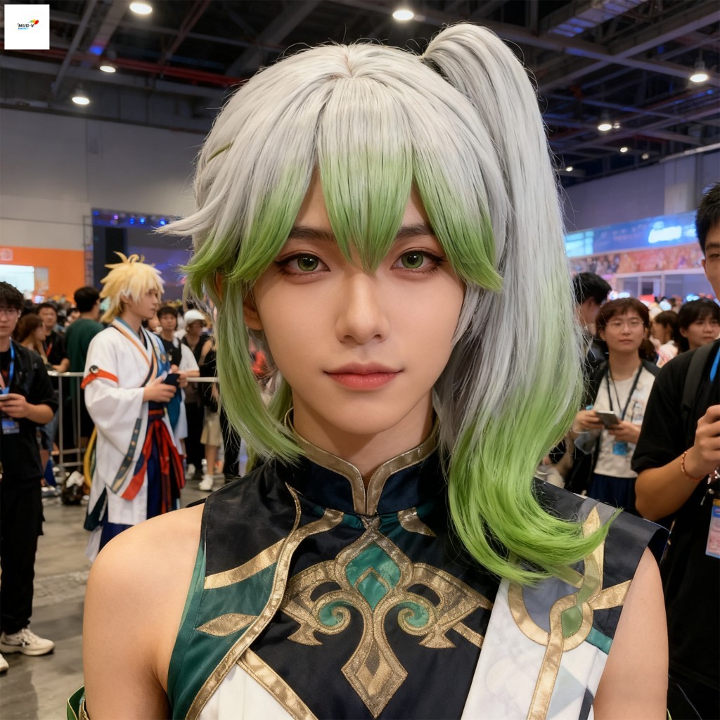 Nahida คอสเพลย์วิกผมซิลิโคนหนังศีรษะเส้นใยอุณหภูมิสูงสําหรับ Nahida Cos วิกผมสีเขียวอะนิเมะตัวละครเค