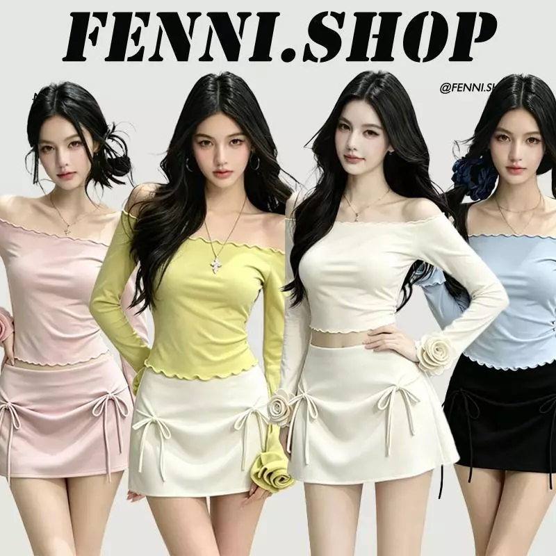 FENNI สินค้าพร้อมส่ง แนะนำซักมือ ห้ามซักโดนลายดอก เสื้อเปิดไหล่สไตล์หวาน เข้ารูปช่วงเอว แขนยาว ใส่เป็นชั้นในได้