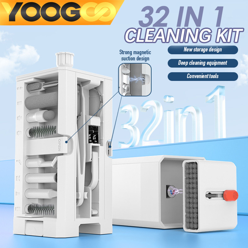 YOOGOO 32in1 ชุดอุปกรณ์เสริมทำความสะอาด ทําความสะอาดหูฟัง ใช้กับคีย์บอร์ด หูฟัง โทรศัพท์ กล้อง ทำความสะอาดได้ทุกมุม