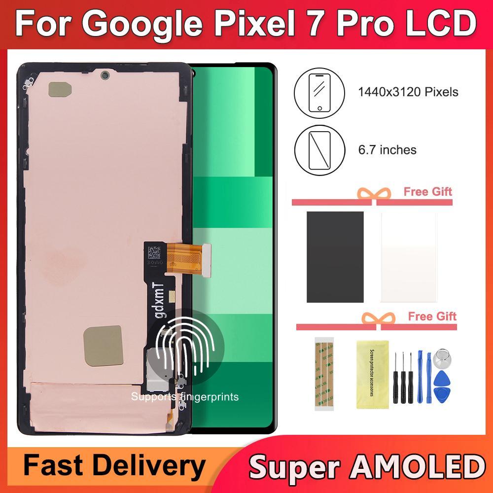 6.7 Super AMOLED สําหรับ Google Pixel 7 Pro GP4BC, GE2AE จอแสดงผล LCD Touch Screen Digitizer กรอบสํา